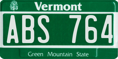 VT license plate ABS764