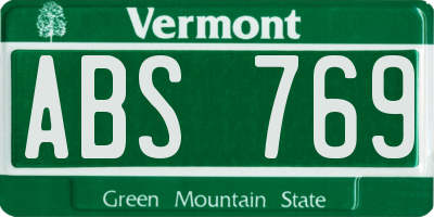 VT license plate ABS769