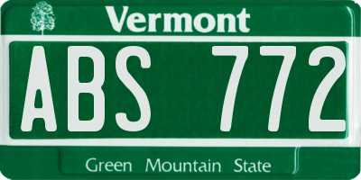 VT license plate ABS772