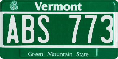 VT license plate ABS773