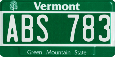 VT license plate ABS783