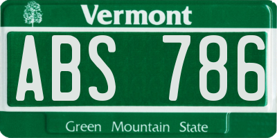 VT license plate ABS786