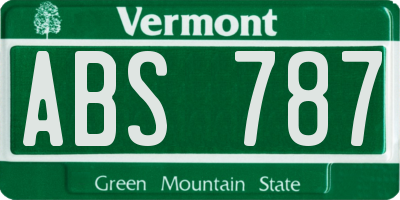 VT license plate ABS787