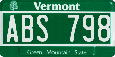VT license plate ABS798