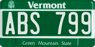 VT license plate ABS799