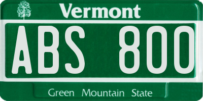 VT license plate ABS800