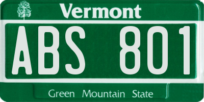 VT license plate ABS801