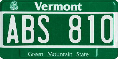 VT license plate ABS810