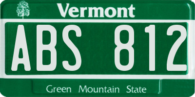 VT license plate ABS812