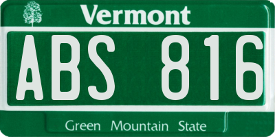 VT license plate ABS816