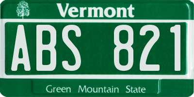 VT license plate ABS821