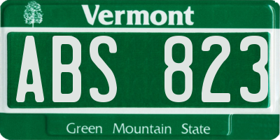 VT license plate ABS823