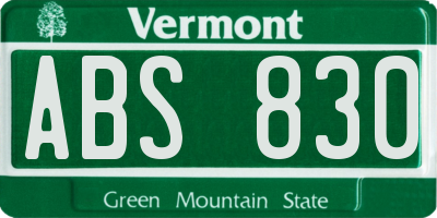 VT license plate ABS830
