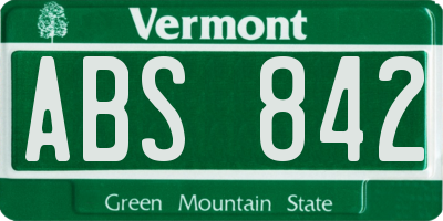 VT license plate ABS842