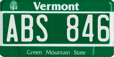 VT license plate ABS846