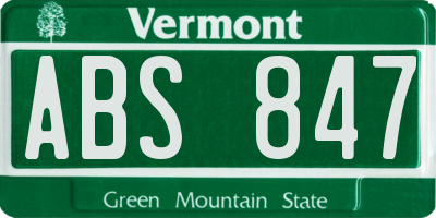 VT license plate ABS847