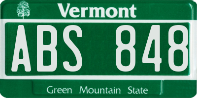 VT license plate ABS848