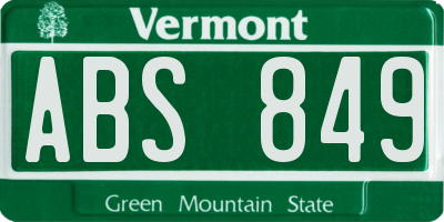 VT license plate ABS849