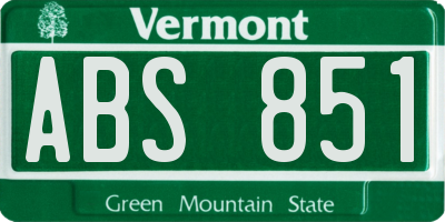 VT license plate ABS851