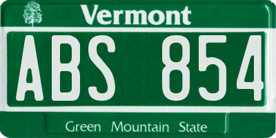 VT license plate ABS854