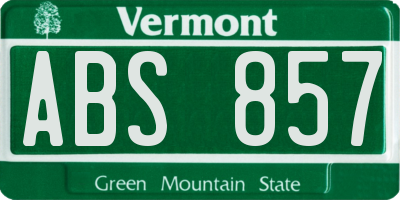 VT license plate ABS857