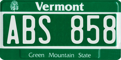 VT license plate ABS858
