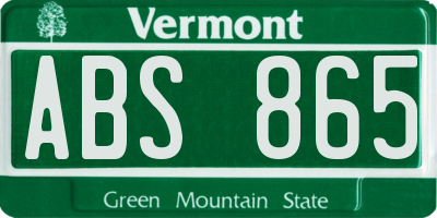VT license plate ABS865