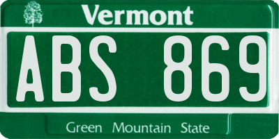 VT license plate ABS869