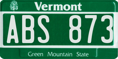 VT license plate ABS873