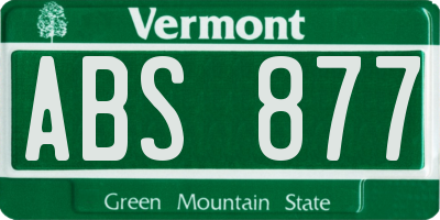 VT license plate ABS877