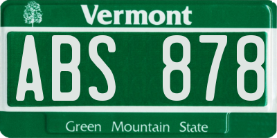 VT license plate ABS878