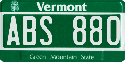 VT license plate ABS880