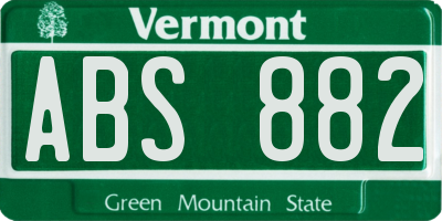 VT license plate ABS882