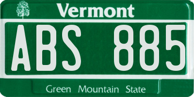 VT license plate ABS885