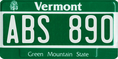 VT license plate ABS890