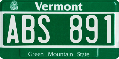 VT license plate ABS891