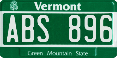 VT license plate ABS896