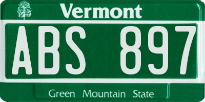 VT license plate ABS897