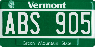 VT license plate ABS905