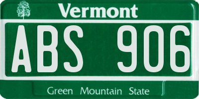 VT license plate ABS906