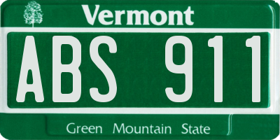 VT license plate ABS911