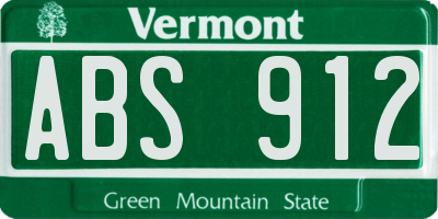 VT license plate ABS912