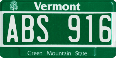 VT license plate ABS916