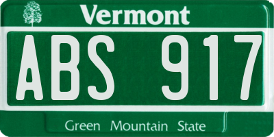VT license plate ABS917