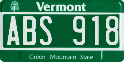 VT license plate ABS918