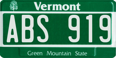 VT license plate ABS919