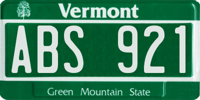 VT license plate ABS921