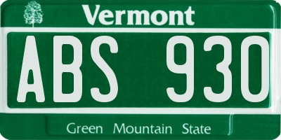 VT license plate ABS930