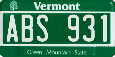 VT license plate ABS931