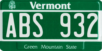 VT license plate ABS932